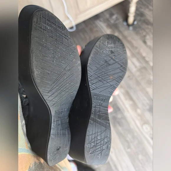 Women's Blue Leather Naot Deluxe Travel Beach Summer Wedge Sandals 5.5US 37 - Picture 11 of 12